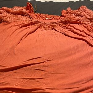 Chic Orange Lace Blouse for Women